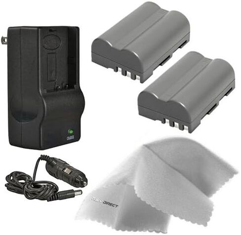 High Capacity 'Intelligent' Batteries (2 Units) + AC/DC Travel Charger Compatible with Nikon D90 in Kuwait