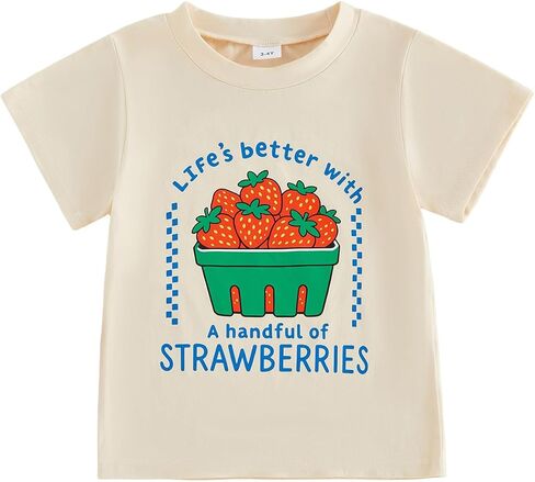 Kids Toddler Girls Graphic Shirt Short Sleeve Funny Farm Animals Chickens Dinosaur Fruit Summer T-Shirt Top in Kuwait
