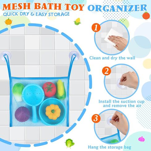 TSDATOWR Light Up Bath Toys, No Hole Vegetable Soup Set for Toddlers | LED Pretend Cooking Playset for Kids Ages 3-5 With Slotted Spoon, Soup Pot and Mesh Bag for Bathtub, Pool, or Beach in Kuwait