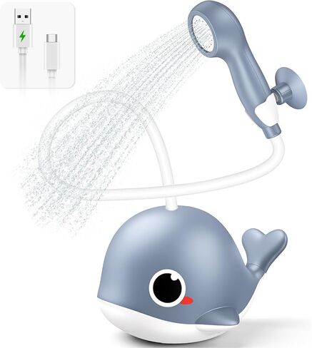Whale Baby Bath Sprayer, Control the Flow Hands-Free 2 Gentle Modes | Rechargeable baby bath sprayer with wall-mounted suction, hands-free shower for newborns & toddlers, gentle hair & body rinse in Kuwait