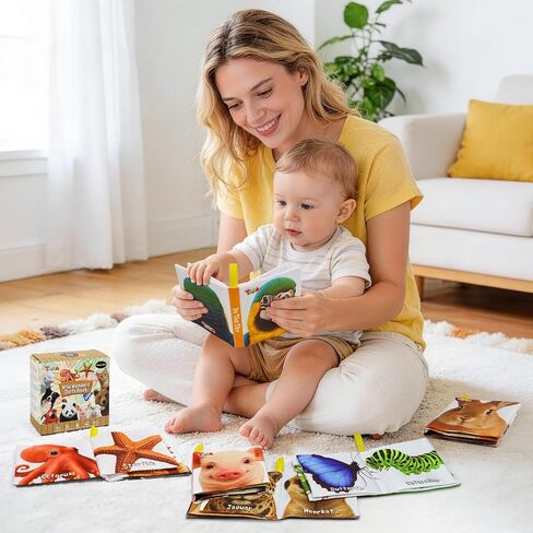 Taika 6PCS Soft Books, Cloth Books, Bath Toy, Preschool Learning Toy | Washable Non-toxic, Soft Fabric Shower Toy, Wild Wonders World, Educational Learning for Baby Infant, Crinkle Squeaky in Kuwait