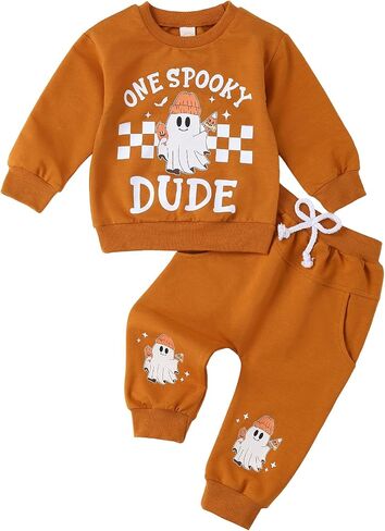 Infant Baby Boy Halloween Outfit Long Funny Spooky Long Sweatshirt Pant Set Toddler Fall Clothes Outfits in Kuwait