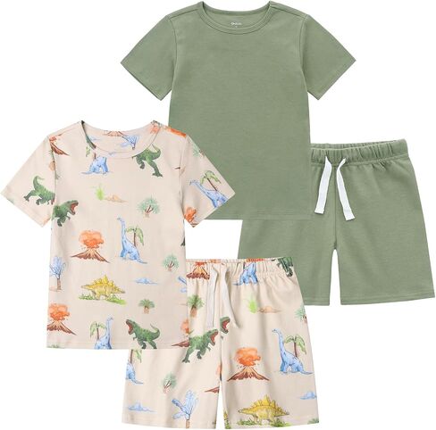 Owlivia Organic Cotton Toddler Shorts Set, 4-Piece Baby Boys Girls Summer Outfits Set, Baby Clothes for Sensitive Skin in Kuwait