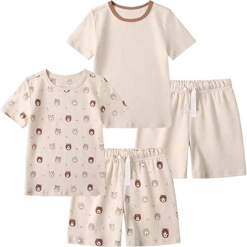 Owlivia Organic Cotton Toddler Shorts Set, 4-Piece Baby Boys Girls Summer Outfits Set, Baby Clothes for Sensitive Skin in Kuwait