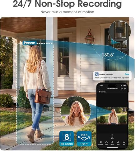 5MP Window Camera with 2" Screen, Motion-Wake Display, Person & Motion Detection, 2.4/5GHz WiFi Indoor & Outdoor Security Cameras, Color Night Vision, Anti-Glare, 24/7 Recording, No-Drilling in Kuwait
