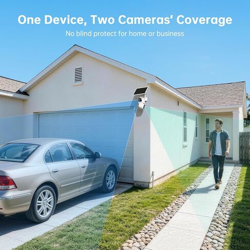 SEHMUA Dual-Lens Solar Security Cameras Wireless Outdoor, 2 Pack, 2K+2K Dual Views, Color Night Vision, PIR Motion Alerts, 2.4GHz WiFi, IP65 in Kuwait