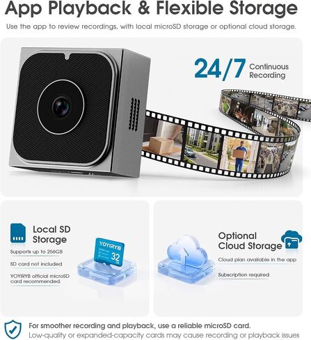 5MP Window Camera with 2" Screen, Motion-Wake Display, Person & Motion Detection, 2.4/5GHz WiFi Indoor & Outdoor Security Cameras, Color Night Vision, Anti-Glare, 24/7 Recording, No-Drilling in Kuwait