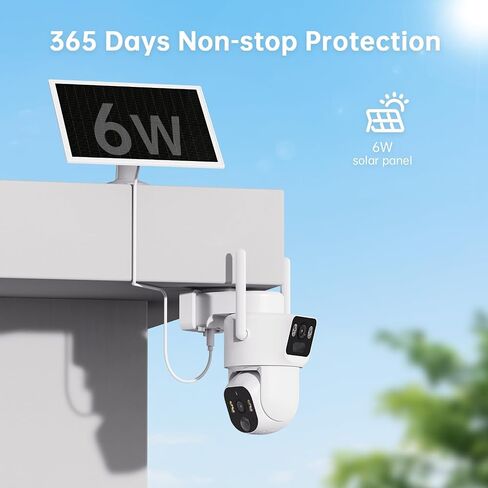 SEHMUA Dual-Lens Solar Security Cameras Wireless Outdoor, 2 Pack, 2K+2K Dual Views, Color Night Vision, PIR Motion Alerts, 2.4GHz WiFi, IP65 in Kuwait