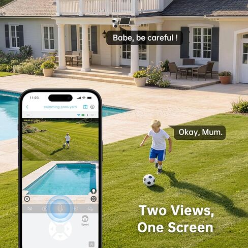 SEHMUA Dual-Lens Solar Security Cameras Wireless Outdoor, 2 Pack, 2K+2K Dual Views, Color Night Vision, PIR Motion Alerts, 2.4GHz WiFi, IP65 in Kuwait