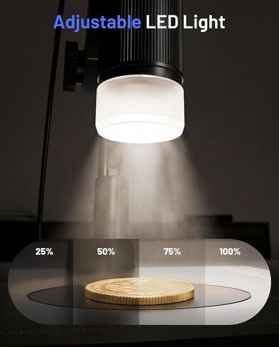TOMLOV Coin Microscope with Weighing Scale, 7" Digital Magnifier DM4W Max | 2K Full View Coin Scope, 0.1g Accuracy, LED Lights, Weight Scale for Coin Collectors, Jeweler, Students, Win/Mac Compatible in Kuwait
