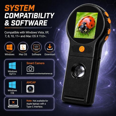 500X Handheld Digital Microscope with 2" IPS Screen, Digital Magnifying Glass 1080P Auto Focus, PC Connect, Memory, Photo/Video Capture, 500x Magnification Portable Microscope for Kids, Coins in Kuwait