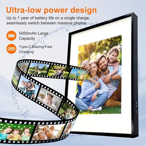 13.3 Inch Color E-Ink Digital Photo Frame, WiFi, Auto-Rotate, Wall Mountable, Share Photos via App, Large Screen Smart Frame for Home & Office in Kuwait