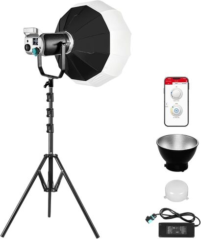 GVM SD300D LED Video Light with Softbox & Light Stand, 300W Video Light Kit with DMX/APP Control,92600Lux@1m,2700K-7500K, CRI97+, Bowens Mount Studio Lights for Studio, Portrait, Commercial, YouTube in Kuwait