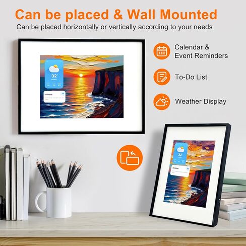 13.3 Inch Color E-Ink Digital Photo Frame, WiFi, Auto-Rotate, Wall Mountable, Share Photos via App, Large Screen Smart Frame for Home & Office in Kuwait