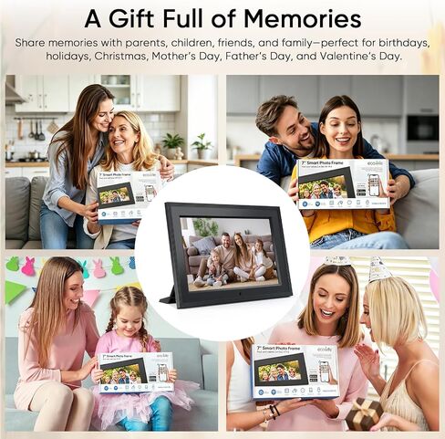 7 Inch WiFi Digital Picture Frame, Electronic Photo Frame with App Control, IPS Display 1024x600, Up to 256GB Storage, Ideal Gifts for Parents, Kids, Friends in Kuwait