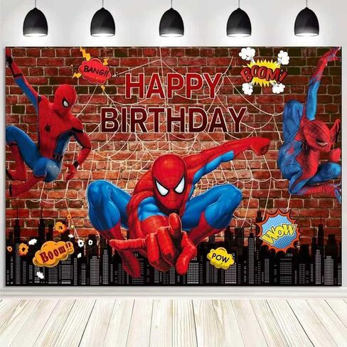 Spider Birthday Party Decorations,Happy Birthday Banner Backdrop for Birthday Party Supplies in Kuwait