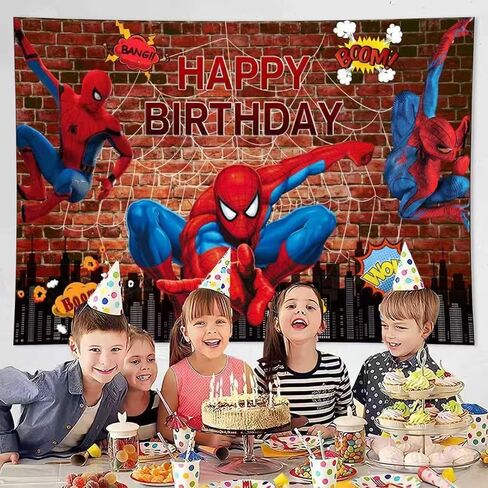 Spider Birthday Party Decorations,Happy Birthday Banner Backdrop for Birthday Party Supplies in Kuwait