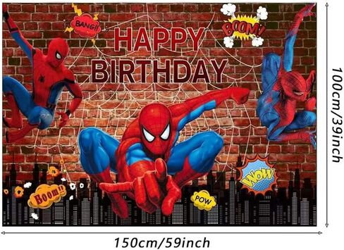Spider Birthday Party Decorations,Happy Birthday Banner Backdrop for Birthday Party Supplies in Kuwait