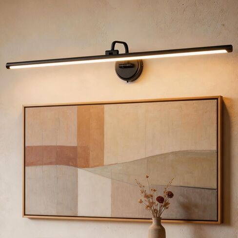 Hardwired Picture Light for Wall,39 Inch Modern Black Dimmable Frame Light with Adjustable Swing Arm,3CCT LED Art Display Light for Paintings,120 Volts Gallery Wall Light, Hallway Vanity Light,12W in Kuwait
