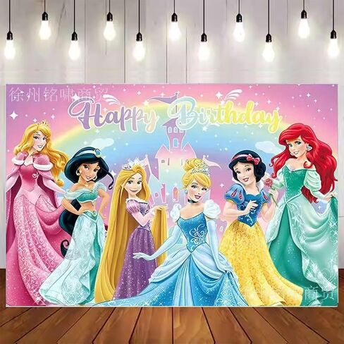 Princess Birthday Party Decorations,Happy Birthday Banner Backdrop for Birthday Party Supplies in Kuwait