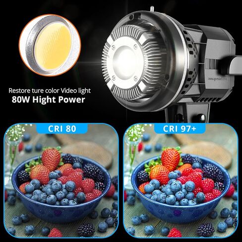 GVM 80W LED Video Lighting Kit with Umbrella&Stand, CRI97+ 5600K Dimmable Continuous Output Lighting with Bowens Mount, Photography Studio Lighting for YouTube, Video in Kuwait