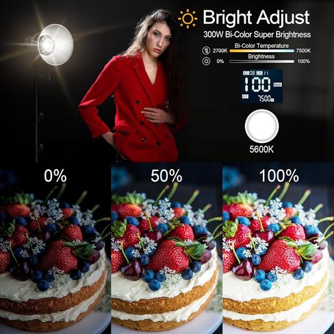 GVM 80W LED Video Lighting Kit with Umbrella&Stand, CRI97+ 5600K Dimmable Continuous Output Lighting with Bowens Mount, Photography Studio Lighting for YouTube, Video in Kuwait