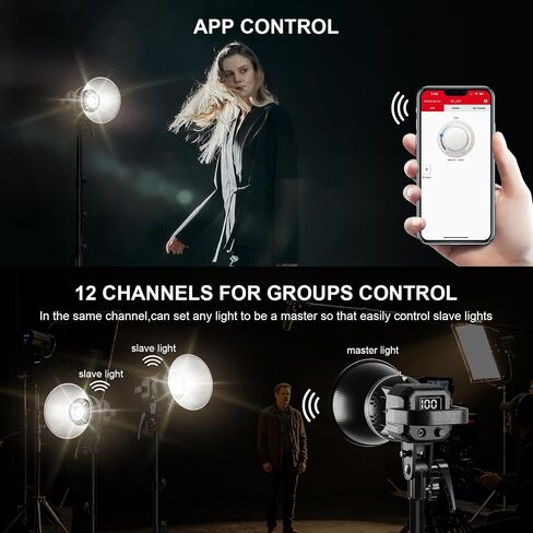 GVM 80W LED Video Lighting Kit with Umbrella&Stand, CRI97+ 5600K Dimmable Continuous Output Lighting with Bowens Mount, Photography Studio Lighting for YouTube, Video in Kuwait