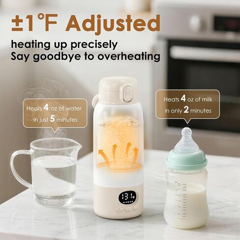 SORUTO Portable Milk Warmer for Travel, 45W Fast Charging Bottle Warmer with 17oz Large Capacity, Fast Heating Breast Milk Warmer, Long Battery Life, Precise Temp Control in Kuwait