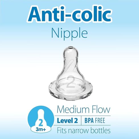 Dr. Brown's Anti-Colic Options + Narrow Glass Baby Bottle with Level 1 Slow Flow Nipple, BPA-Free, 0m+, 4 oz/120mL, 4-Pack + 8oz/250mL, 4-Pack in Kuwait
