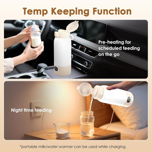 SORUTO Portable Milk Warmer for Travel, 45W Fast Charging Bottle Warmer with 17oz Large Capacity, Fast Heating Breast Milk Warmer, Long Battery Life, Precise Temp Control in Kuwait
