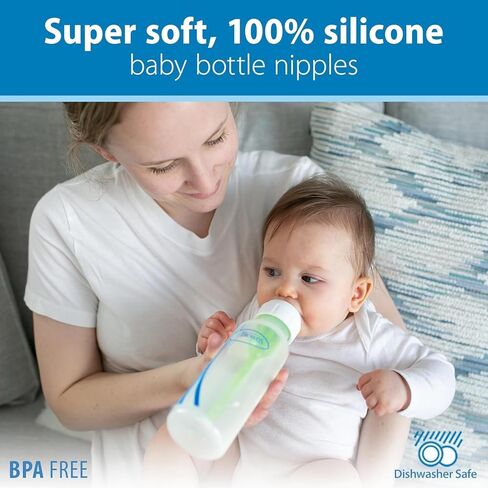 Dr. Brown's Anti-Colic Options + Narrow Glass Baby Bottle with Level 1 Slow Flow Nipple, BPA-Free, 0m+, 4 oz/120mL, 4-Pack + 8oz/250mL, 4-Pack in Kuwait