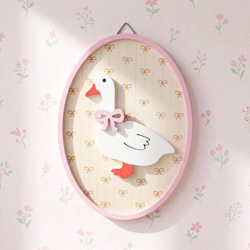 Mifoci Pink Silly Goose Nursery Wall Decor One Silly Goose Oval Wall Art 7inch Wooden Cute Geese Birthday Decoration Gender Reveal Party Favors for Boy Girls Coquette Nursery Room Decoration in Kuwait