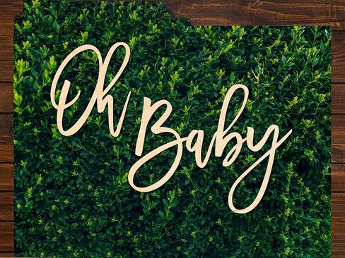 Oh Baby Sign, Wooden Shower Sign, 16 x 13 Inch Banner for Gender Reveal Backdrop Party Decor, Stylish Photo Backdrop for Boys and Girls in Kuwait