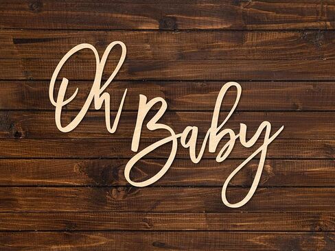 Oh Baby Sign, Wooden Shower Sign, 16 x 13 Inch Banner for Gender Reveal Backdrop Party Decor, Stylish Photo Backdrop for Boys and Girls in Kuwait