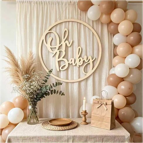 Oh BABY Wooden Circle Sign, Nursery Wall Decor, Baby Shower Backdrop, Gender Reveal Boy Girl Backdrop Decorations& Welcome Baby Party Decor,Newborn Announce Pregnancy Birthday Party Decorations in Kuwait