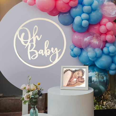Oh BABY Wooden Circle Sign, Nursery Wall Decor, Baby Shower Backdrop, Gender Reveal Boy Girl Backdrop Decorations& Welcome Baby Party Decor,Newborn Announce Pregnancy Birthday Party Decorations in Kuwait