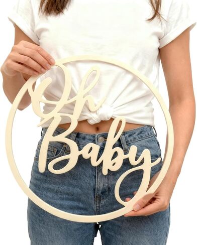 Oh BABY Wooden Circle Sign, Nursery Wall Decor, Baby Shower Backdrop, Gender Reveal Boy Girl Backdrop Decorations& Welcome Baby Party Decor,Newborn Announce Pregnancy Birthday Party Decorations in Kuwait