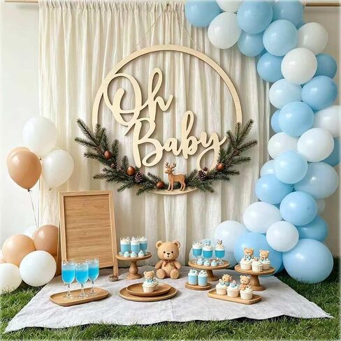 Oh BABY Wooden Circle Sign, Nursery Wall Decor, Baby Shower Backdrop, Gender Reveal Boy Girl Backdrop Decorations& Welcome Baby Party Decor,Newborn Announce Pregnancy Birthday Party Decorations in Kuwait