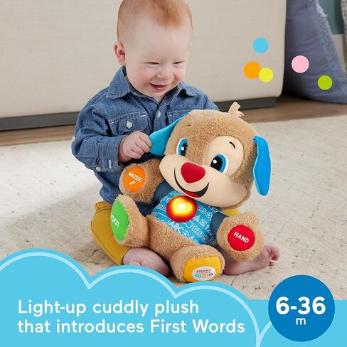 Fisher-Price Laugh & Learn Baby Learning Toy, Smart Stages Puppy, Plush with Lights Music and Educational Content for Ages 6M+ in Kuwait