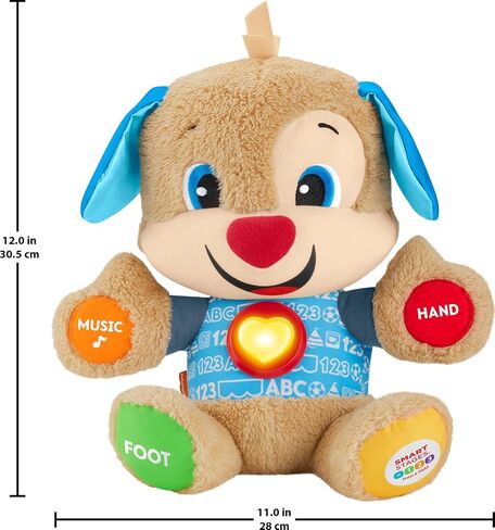 Fisher-Price Laugh & Learn Baby Learning Toy, Smart Stages Puppy, Plush with Lights Music and Educational Content for Ages 6M+ in Kuwait