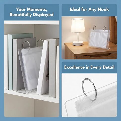 TOYANDONA Photo Insertion Edges Inner, Easy Pages Polished Removable and 2pcs Acrylic Flip Album Frame for Prevents Falling, Small Picture Book Stand Desktop for Office in Kuwait