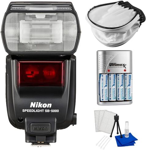 Nikon SB-5000 Speedlight Flash for Nikon DSLR Cameras (FSA04301) – Professional i-TTL Flash with Manufacturer Accessories Bundle, Extra Battery, Soft Diffuser & Starter Cleaning Kit in Kuwait