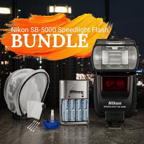 Nikon SB-5000 Speedlight Flash for Nikon DSLR Cameras (FSA04301) – Professional i-TTL Flash with Manufacturer Accessories Bundle, Extra Battery, Soft Diffuser & Starter Cleaning Kit in Kuwait