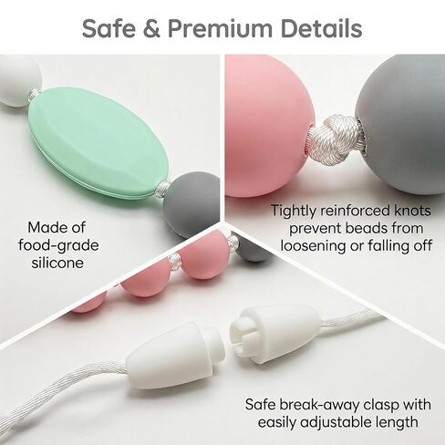 Silicone Nursing Necklaces for Mom to Wear - 2pcs Sensory Chew Necklace | Food-Grade silicone，Safety breakaway clasp，Cord length easily adjustable in Kuwait