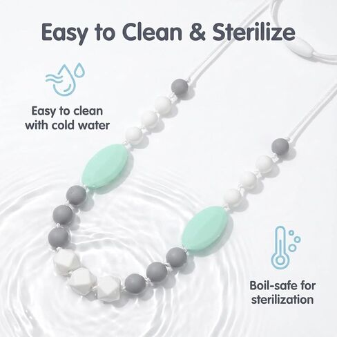 Silicone Nursing Necklaces for Mom to Wear - 2pcs Sensory Chew Necklace | Food-Grade silicone，Safety breakaway clasp，Cord length easily adjustable in Kuwait