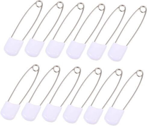 Healifty 50pcs Diaper Safety Pins Large White Fasteners with Covered Ends for Secure Diaper and Clothes Fixing Resistant Durable Pins for Care and DIY Crafts in Kuwait