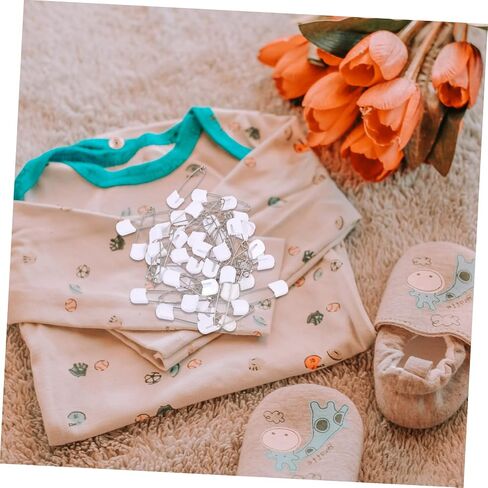 Healifty 50pcs Diaper Safety Pins Large White Fasteners with Covered Ends for Secure Diaper and Clothes Fixing Resistant Durable Pins for Care and DIY Crafts in Kuwait