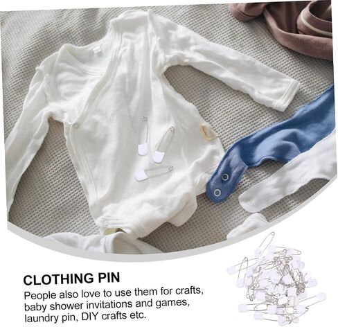 Healifty 50pcs Diaper Safety Pins Large White Fasteners with Covered Ends for Secure Diaper and Clothes Fixing Resistant Durable Pins for Care and DIY Crafts in Kuwait