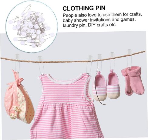 Healifty 50pcs Diaper Safety Pins Large White Fasteners with Covered Ends for Secure Diaper and Clothes Fixing Resistant Durable Pins for Care and DIY Crafts in Kuwait
