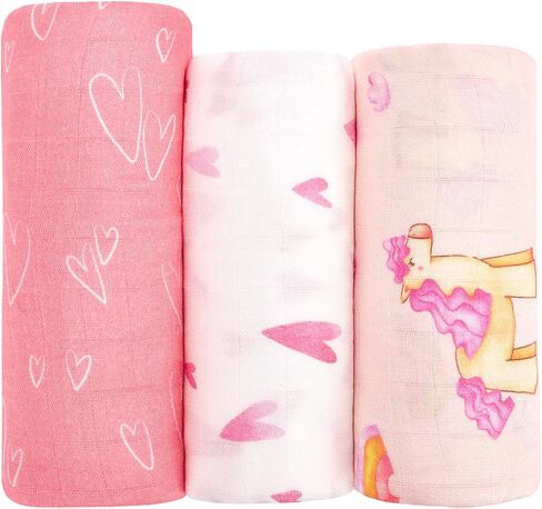 hahaland Muslin Swaddle Blankets Bamboo Receiving Blanket for Newborn Boys | 3-Pack, 1 Large (47" x 47") & 2 Standard (38" x 40"), Breathable Silky Soft Swaddles for Newborns Baby Gifts Essentials, Blue in Kuwait